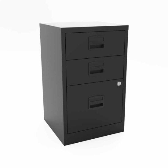 Bisley A4 3 Drawer Filing Cabinet - Black