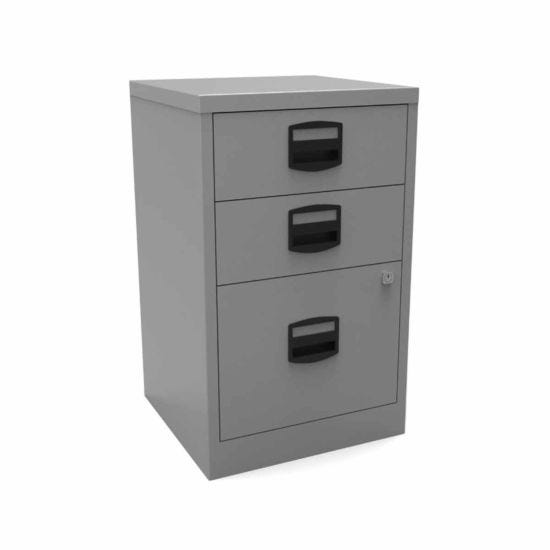 Bisley A4 3 Drawer Filing Cabinet - Silver