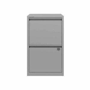 Bisley A4 2 Drawer Flush Front Filing Cabinet - Silver