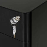 Hudson 3 Drawer Metal Filing Cabinet - Black