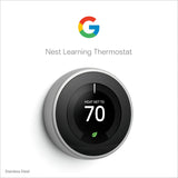 Nest Smart Thermostat T3028GB With LCD Display In Stainless Steel
