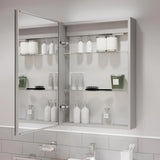 Modern Mirror Cabinet With Demister Pad & Shaver Socket In Aluminium - 700x500mm