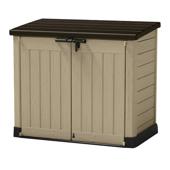 Keter Store It Out Max 1200L Outdoor Garden & Wheelie Bin Storage Shed - Beige & Brown