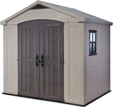 Keter Factor 8 x 6ft Double Door Outdoor Shed - Beige/Brown