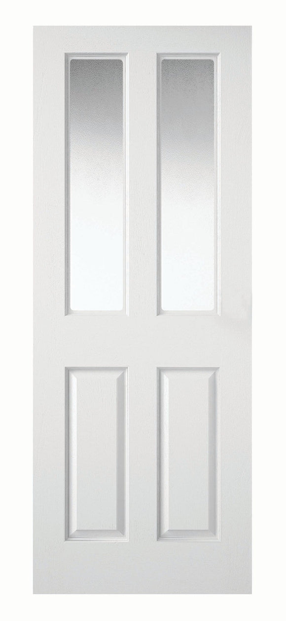 Wickes Chester White Clear Glazed Grained Moulded 4 Panel Internal Door - 1981 x 686mm