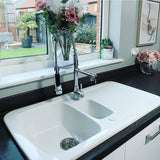 Wickes Ceramic Farmhouse 1.5 Bowl Sink - White