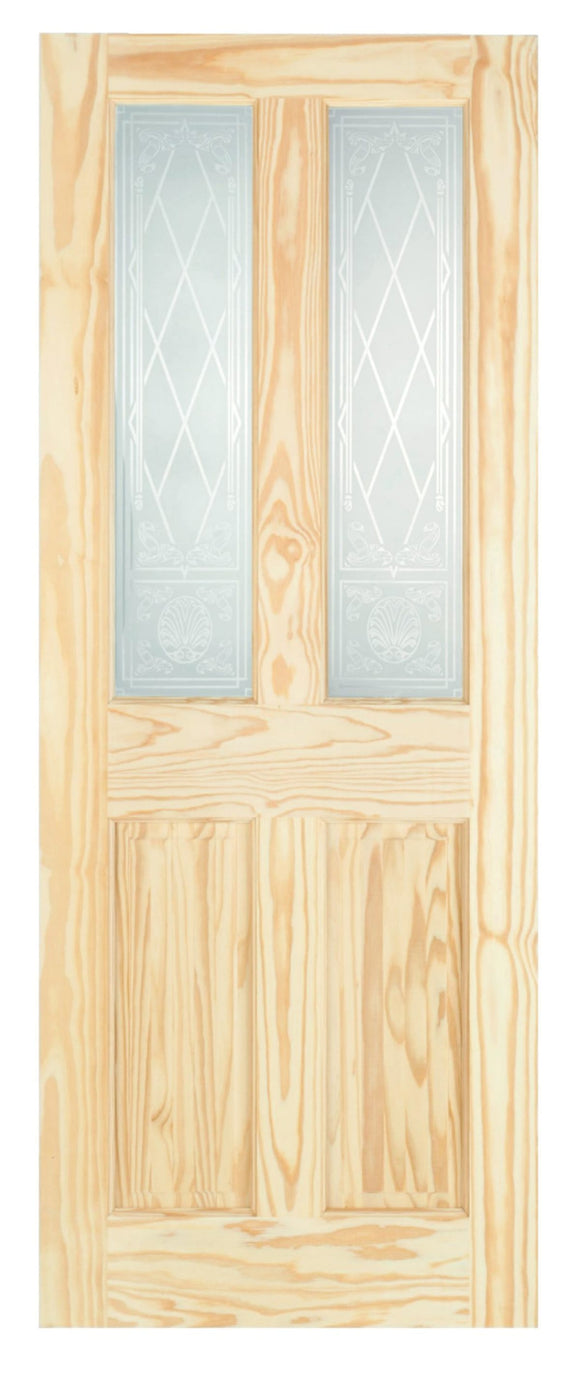 Wickes Skipton Glazed Clear Pine 4 Panel Internal Door - 1981 x 838mm