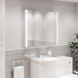 Modern Bathroom LED Mirror Cabinet With Demister Pad & Shave Socket - 700 x 600mm