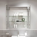 Modern LED Bathroom Cabinet With Demister Pad & Shaver Socket - 700 x 800mm