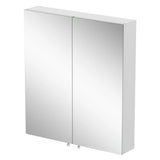 Double Door Bathroom Mirror Cabinet In Stainless Steel & Mounted - 600 x 670mm