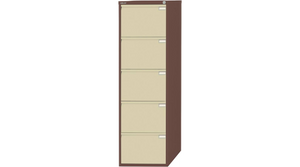 Bisley Filing Cabinet with 5 Lockable Drawers - Brown & Cream