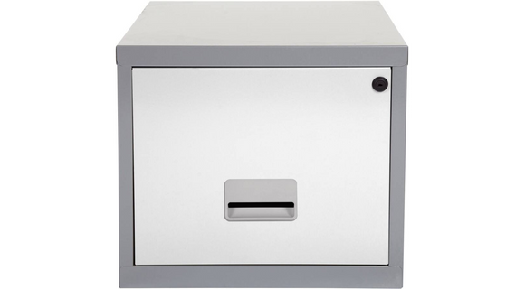 Pierre Henry Filing Cabinet 1 Drawer - Silver & White