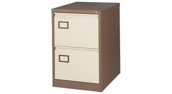 Bisley Filing Cabinet with 2 Lockable Drawers AOC2 - Brown & Cream