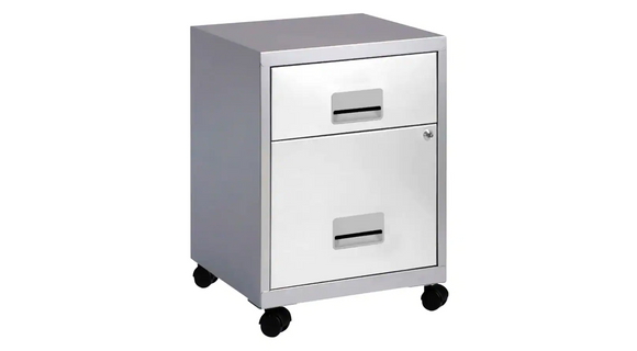 Pierre Henry Combi Filing Cabinet 2 Drawer - Silver & White