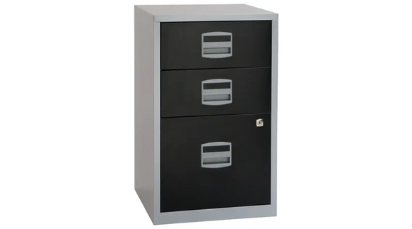 Bisley A4 3 Drawer Filing Cabinet - Silver & Black