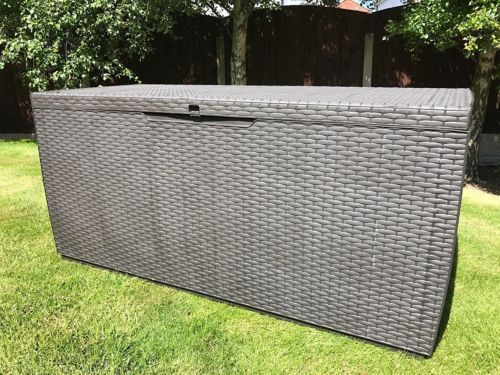 Plastic Garden Storage Box Waterproof Rattan Cushion Chest Deck Patio Outdoor