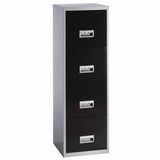 Pierre Henry 4 Drawer Maxi Tall Filing Cabinet - Silver/Black